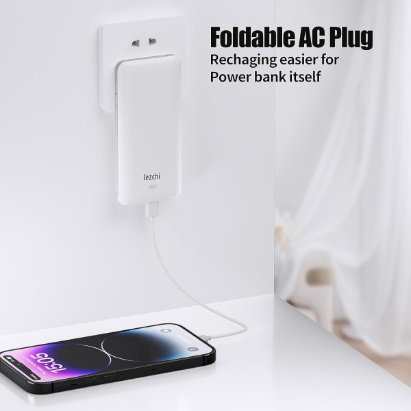 Portable Power Bank, Ultra Slim 10000mAh Portable Charger, USB C External Battery Pack with Built-in AC Plug, Charging Cable, Output Port, Compatible with All Kinds of Cellphones …