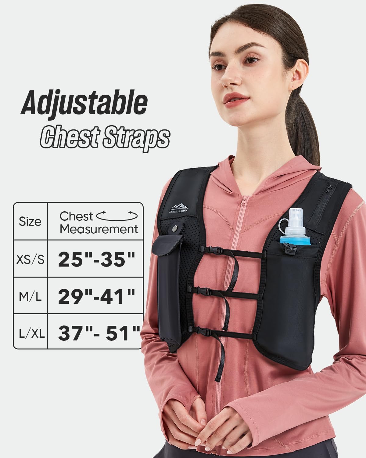 Running Vest Soft Flask, BPA-Free 500ml Collapsible Water Bottle for Hydration Backpack, Folding Running Water Bottle for Running Hiking Cycling Climbing (Pink, 500 ML)
