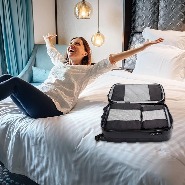 Packing Cube System - Durable 5 Piece Weekender Plus Set (Black)