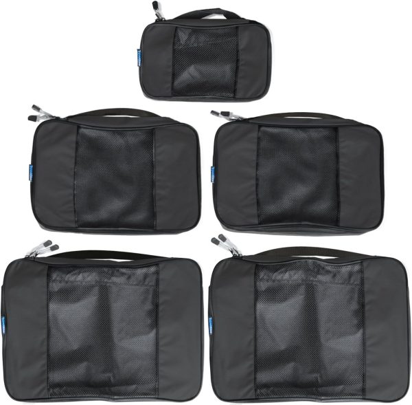Packing Cube System - Durable 5 Piece Weekender Plus Set (Black)